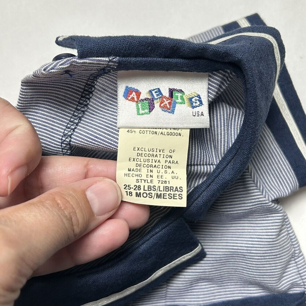 NEW Vintage Alexis White & Navy Jumpsuit SZ 18 Months Made In USA - Picture 4 of 5